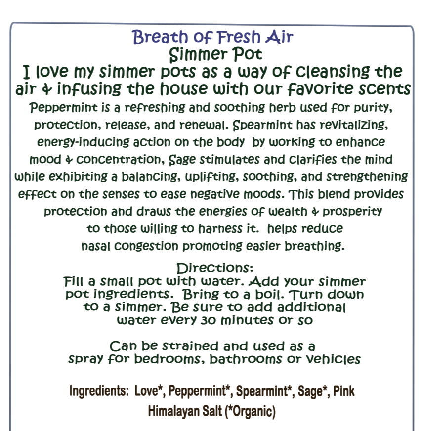 Breath of Fresh Air Simmer Pot - Natural Air Freshener - Southern Sol