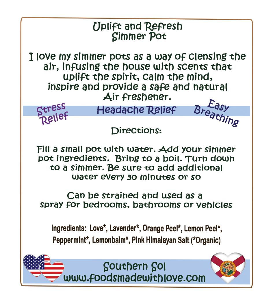 Uplift and Refresh Simmer Pot - Natural Air Freshener - Southern Sol