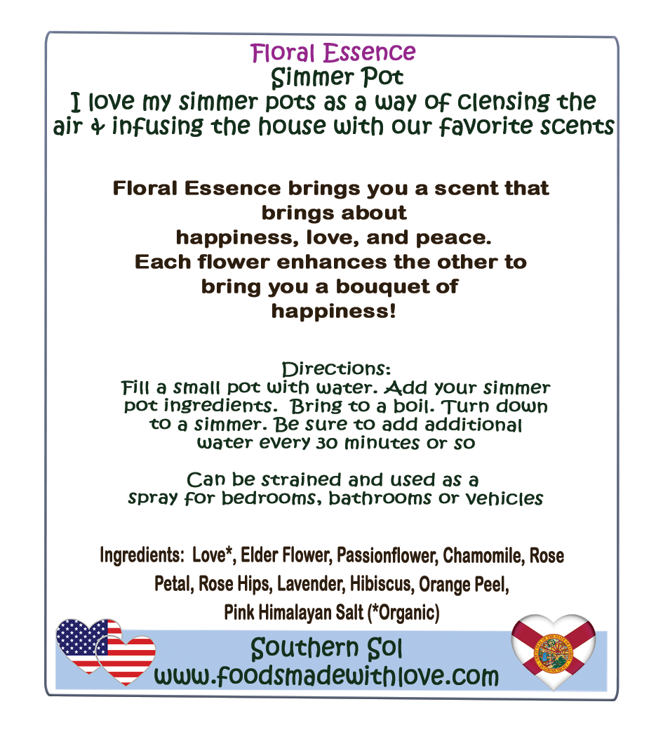 Floral Essence Simmer Pot - Natural Air Freshener - Southern Sol