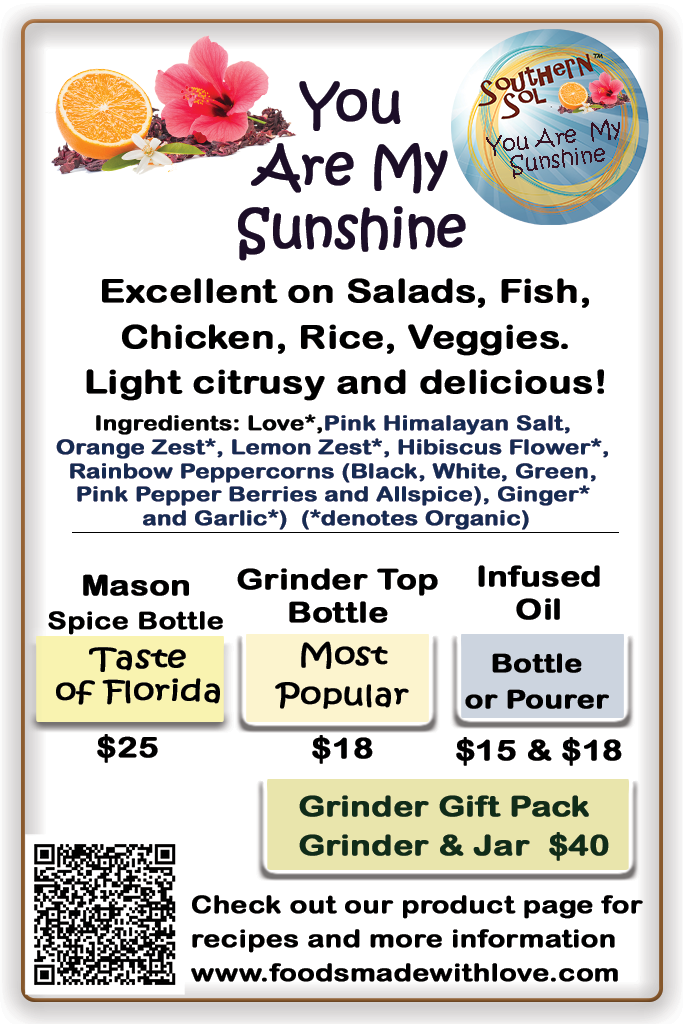 You Are My Sunshine...Citrus Hibiscus Salt Grinder - Southern Sol