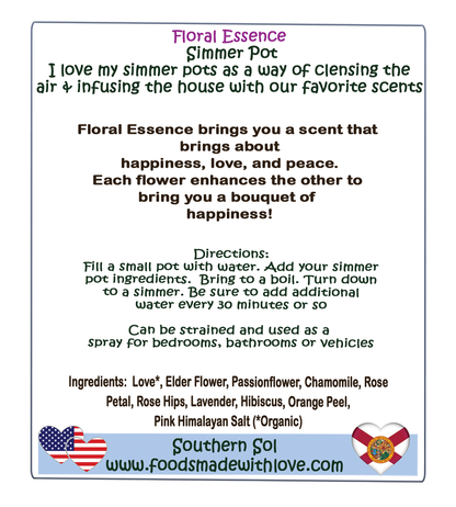Floral Essence Simmer Pot - Natural Air Freshener - Southern Sol
