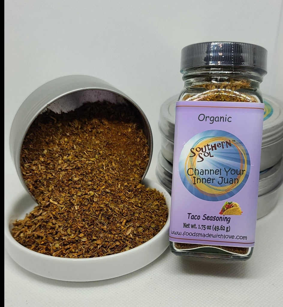 Organic Taco Seasoning No Fillers Glass Jar southern sol