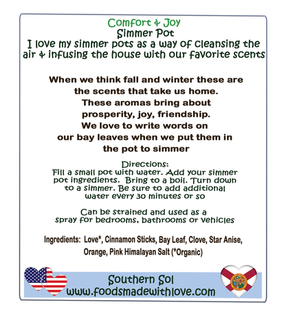 Comfort & Joy Simmer Pot - Natural Air Freshener - Southern Sol